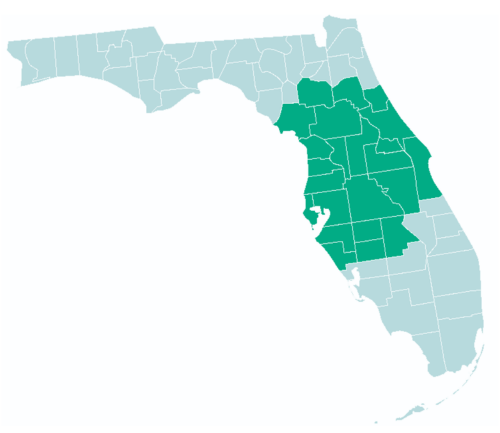 Map of Florida High Tech Corridor regions